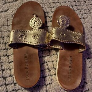 Jack Rogers Metallic Gold Slide Sandals
